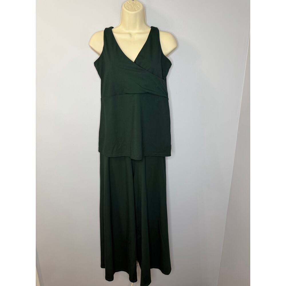Free Label Wide Leg Slip Pant & Top Set Green Ethical Bamboo Comfy Women's XL - Picture 12 of 12
